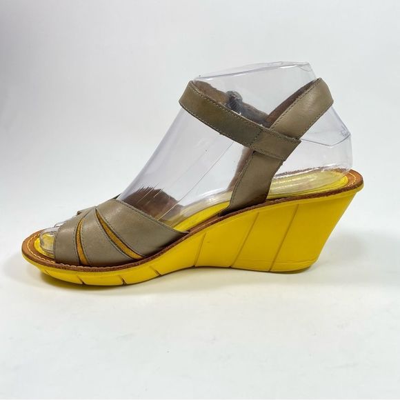 Camper Women's Filippa Gray Leather Open Toe Wedge Sandals Size 7 - Picture 5 of 11